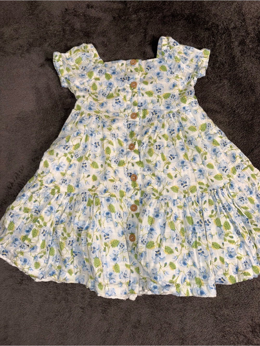 Joie White Floral Tiered Dress with Blue & Green Print